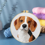 Punch Needle Kits Beagle Dog Embroidery Starter Set with Hoop Easy for Beginners DIY Stress Relief Handmade Craft Hobby and Home Decor 20x20cm-1