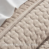 EVERGRACE Luxury Velvet Quilt Set King Size 3 Piece, Soft Cross-Stitch Velvet Comforter Set with Pillow Shams, Lightweight Coverlet Bedspread Bedding Set for All Seasons, Light Taupe EVERGRACEHOME