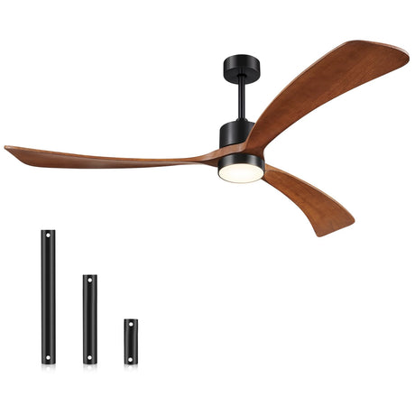 Forrovenco 72 Inch Ceiling Fans with Lights and Remote Control, Outdoor Ceiling Fan with Light, 3 Downrods, ETL Listed, 3 Blades and 6 Speeds Large Fans Quiet DC Motor for Patios, Black and Walnut Forrovenco