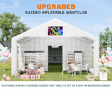 SPECRAFT 39x20x14 FT Large Inflatable Nightclub Tent for Adults with Pavilion Rest Area, Black Inflatable Night Club Gazebo with 2 Side Doors & Logo Area for Wedding, Birthday, Backyard Events, White SPECRAFT