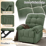 GEEVIVO Recliner Chair, Manual Armchair for Adults with Adjustable Push Back & Side Pocket Small Single Sofa Overstuffed Upholstered for Living Room, Bedroom, Home Theater, Green