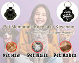 D95COCC Pet Paw Keychain – Refillable Leather Paw Print Keepsake for Dog or Cat Hair, Transparent Pet Memorial Keychain with Clear Compartment, Sympathy for Pet Lovers, Fur Animal Paw Shaped Pendant