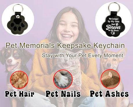 D95COCC Pet Paw Keychain – Refillable Leather Paw Print Keepsake for Dog or Cat Hair, Transparent Pet Memorial Keychain with Clear Compartment, Sympathy for Pet Lovers, Fur Animal Paw Shaped Pendant D95COCC