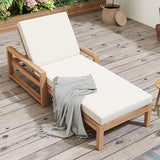 THINK 30 Lounge Chair Outdoor, Acacia Wood Oversized Chaise Lounge Chair with 5 Positions, Patio Lounge Chair with Thick Cushions, Weather-Resistant for Pool, Deck, Poolside,Light Teak THINK 30