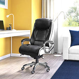 Serta® Lautner Executive Home Office Desk Chair, Ergonomic High-Back with Adjustable Lumbar and Body Pillows, SmartLayers™ and ComfortCoils® Technology, Mesh and Bonded Leather, Black and White Serta