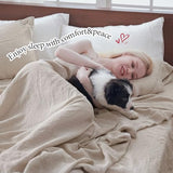 Simple&Opulence 100% Pure Linen Sheet Set Queen Size, Natural French Flax Solid Color 4 Pcs Washed Breathable, Farmhouse Bedding (1 Flat Sheet,1 Fitted Sheet,2 Pillowcases)-Embroidery Linen Simple&Opulence