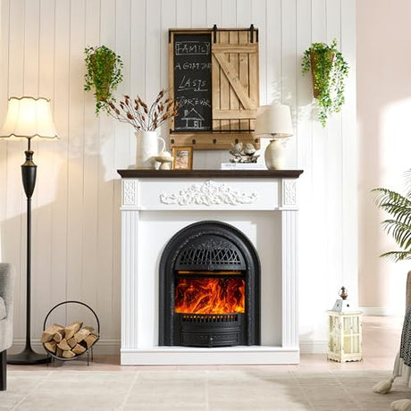 45" Electric Fireplace with Mantel, Electric Fireplace Heater, Fireplaces TV Stand w/Freestanding for TVs Up to 55", 30" Fireplaces Insert Entertainment Center with Realistic 3D Flame for Living Room LIDYUK