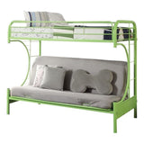 BOWERY HILL Build-in Side Ladders Twin Over Full Futon Metal Bunk Bed in Green BOWERY HILL