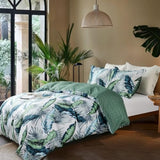 OAITE Duvet Cover Queen Size,Reversible Summer Leaf Green Duvet Cover Set with Zipper Closure, 3 Pieces Modern Patterns Soft Microfiber Bedding Set with 8 Ties(90’’*90’’,2 Pillow Cases) OAITE
