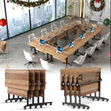 Rectangle Conference Table,Modular Conference Room Tables with Flip Top,Mobile Table with Four Flexible Wheels,Modern Meeting Seminar Tables,Folding Meeting Training Room Table (6Pack, 1619B, 70.8in) ATagope