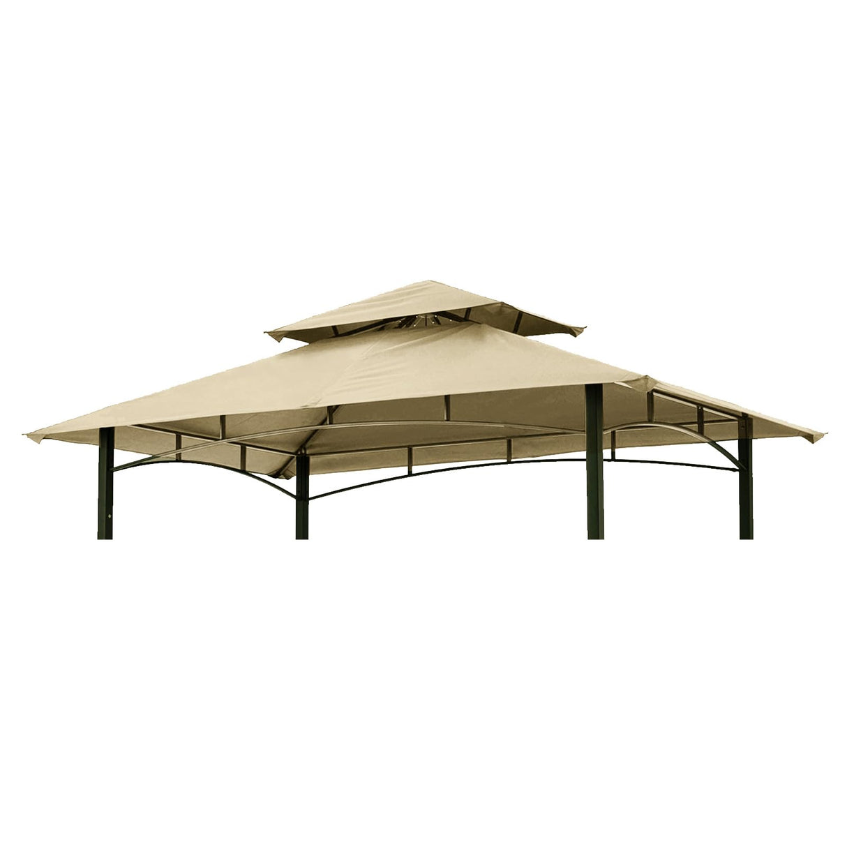 Grill Gazebo Replacement Canopy Roof – Hugline 5x8 Outdoor Grill Shelter Canopy Top Double Tiered BBQ Tent Cover Fit for Model L-GG001PST-F (Beige) Hugline