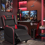 Goplus Massage Gaming Recliner Chair, Racing Style PU Leather Single Recliner Sofa with Footrest, Adjustable Modern Living Room Recliners, Ergonomic Home Theater Recliner Seat (Red)