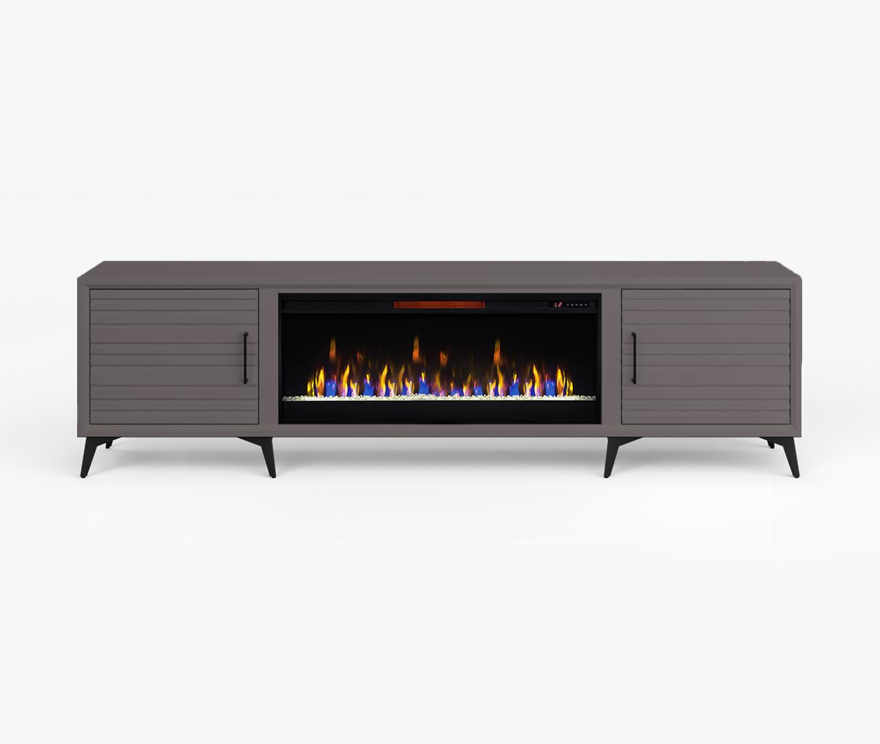 Realcozy Malibu Modern 95 inch Electric Fireplace TV Stand Entertainment Center with Fireplace, for TVs up to 105 inches, Solid Wood, White Finish