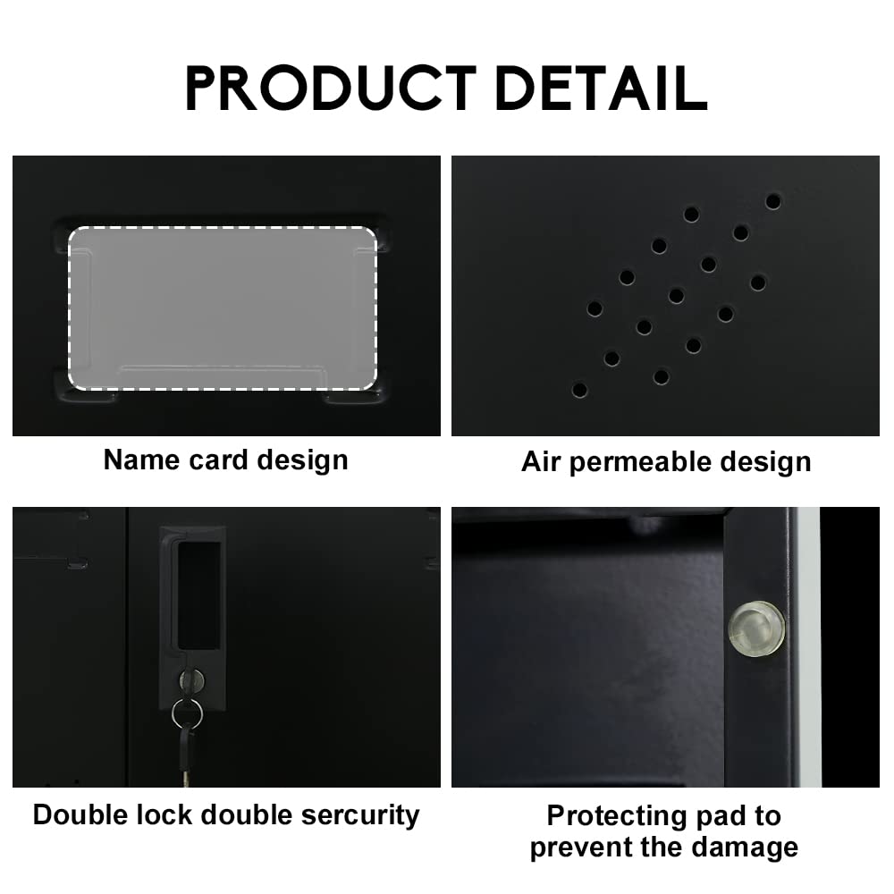 WISUNO 9 Doors Metal Storage Cabinet with Card Slot, Organizer,Shoes and Bags Steel Locker for Office, Home, Bank, School, Gym. (Black) WISUNO