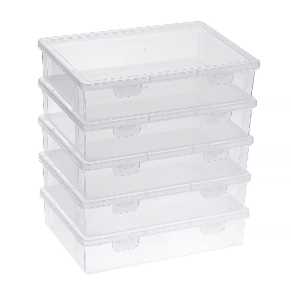 BTSKY Clear Plastic Storage Box with Flap Lid, Multipurpose Craft Organizers and Storage Box Art Supply Storage Organizer Plastic Sewing Box for Beads Pencils Notebooks, 6 Pack Small BTSKY
