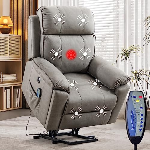 Phoenix Home Power Lift Chair with Massage and Heat for Elderly Recliner, Green Grey Phoenix Home