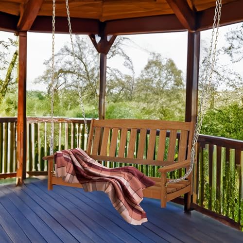 Sunnydaze 47-Inch 2-Person Meranti Wood Porch Swing with Hanging Chains - WoodArtSupply