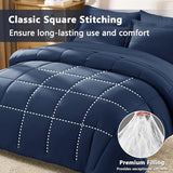 CozyLux Queen Comforter Set Navy Blue - 7 Pieces Bed in a Bag Queen, All Season Breathable Bedding Sets, Oeko-Tex Certified Bed Set with Down Alternative Comforter, Sheets, Pillowcases & Pillow Shams CozyLux