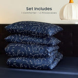 Wake In Cloud - Constellation Comforter Set, Celestial Space Star Galaxy Astrology, Soft Lightweight Bedding for Teen Kids Boys Girls, 3 Pieces, Navy Blue, King Size Wake In Cloud