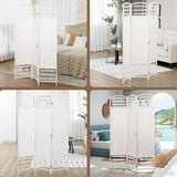 HOMCOM 3 Panel Room Divider, Folding Privacy Screen, 5.6' Room Separator, Wave Fiber Freestanding Partition Wall Divider, White HOMCOM