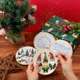 KerrDtbb Christmas Embroidery Kit, DIY Hand Embroidery Kit, Beginner Embroidery Kit for Adults, Embroidery Christmas Ornament Kits (A)
