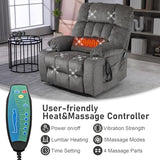 RHHVVR Oversized Power Recliner Chair for Big and Tall 400 LBS, 25.5" Extra Wide Electric Lift Chair with Heat and Massage, Dual Motor 180° Lay Flat Recliner Living Room Sofa, Chenille Big Lift Chair