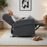 MCombo Compact Wall Hugger Power Recliner Chair for Small Spaces, Dual USB-A/C Ports, Rolled Arm Recliner for Living Room & RV, Fabric PR520 (Fabric, Dark Grey, Small)