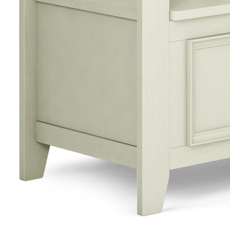Amherst Solid Wood 48-Inch Entryway Storage Bench in Antique White SIMPLIHOME