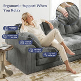 Homkdom Convertible Folding Sofa Bed, 2 in 1 Pull Out Loveseat Sleeper Sofa, Corduroy Futon Couch with Pillows, Tri-Fold Couch for Small Space Living Room Lounge, Space-Saving, Portable, Grey Homkdom