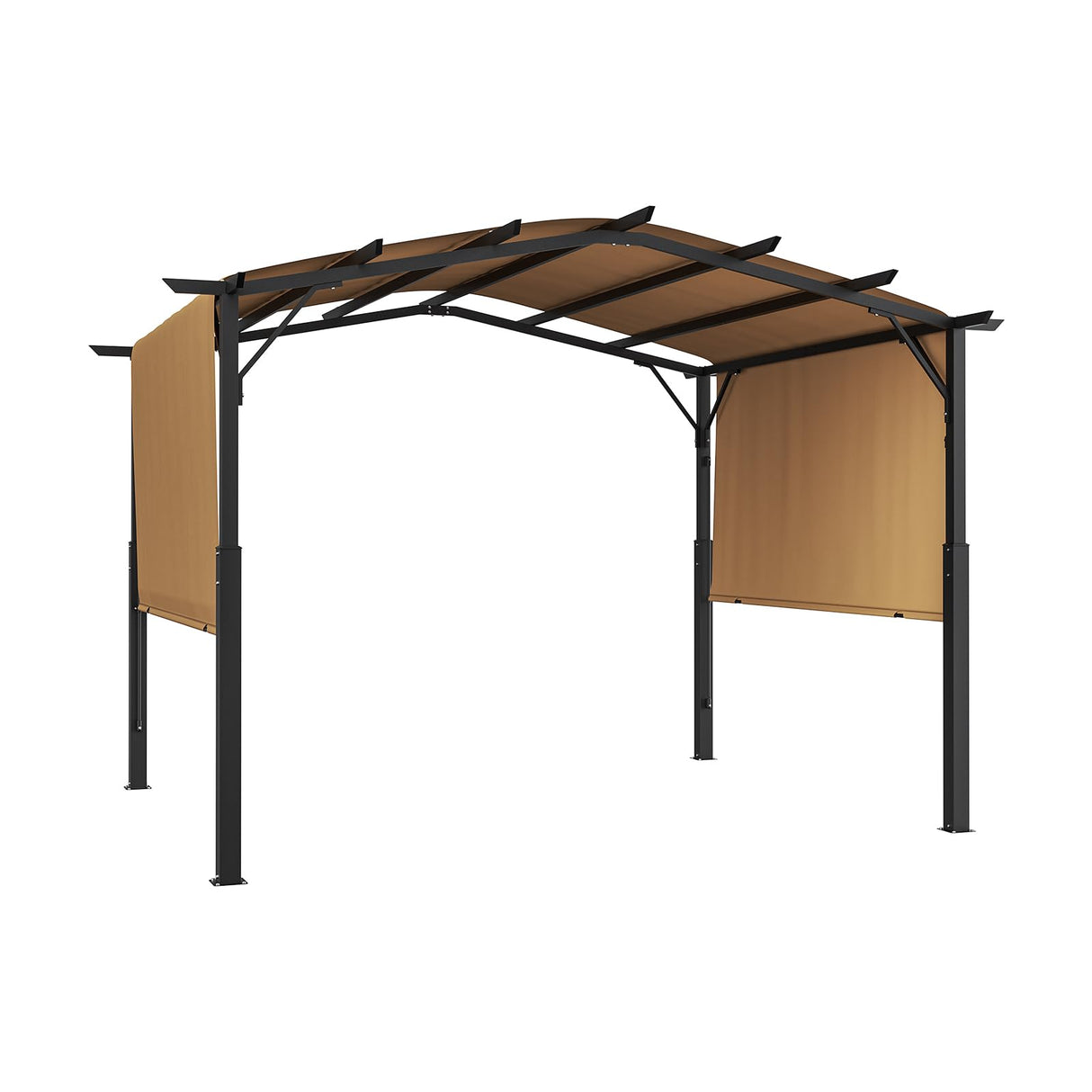 VEVOR 12 x 10 ft Outdoor Pergola, Arched Top Metal Pergola, Retractable Pergola with Sun Shade Canopy, Large Patio Shelter Pavilion, Heavy Duty Garden Pergola for Deck Backyard Porch Poolside VEVOR