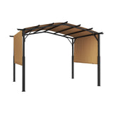 VEVOR 12 x 10 ft Outdoor Pergola, Arched Top Metal Pergola, Retractable Pergola with Sun Shade Canopy, Large Patio Shelter Pavilion, Heavy Duty Garden Pergola for Deck Backyard Porch Poolside VEVOR