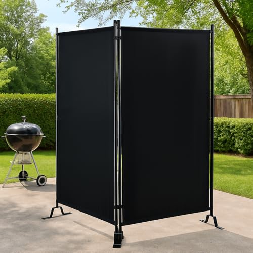 Proman Products - Galaxy II Section Divider, Water Repellent Fabric Room Divider with Black Powder Coated Metal Frame for Indoors or Outdoors, Large 74.25” Width (Black) Proman Products