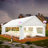 COBIZI 20x20 Party Tents Heavy Duty Tent, Tents for Parties with 6 Removable Sidewalls & 4 Built-in Sandbags, Wedding Tent for Party Outside UV50+ Waterproof, White COBIZI