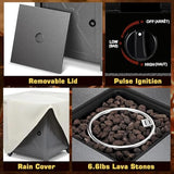 ZAFRO 28" Fire Pit Table, 40000 BTU Propane Fire Pit Table with Lid,Rain Cover and 3 Pounds Lava Stones for Outdoor Backyard, Courtyard ZAFRO