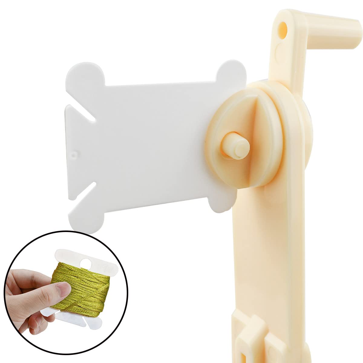 120 Pcs Plastic Floss Bobbins with 1 Pcs Bobbin Winder for Cross Stitch Cotton Thread Craft DIY Sewing Storage Thread Organizer Holder Embroidery DIY Cards (White) yuntop