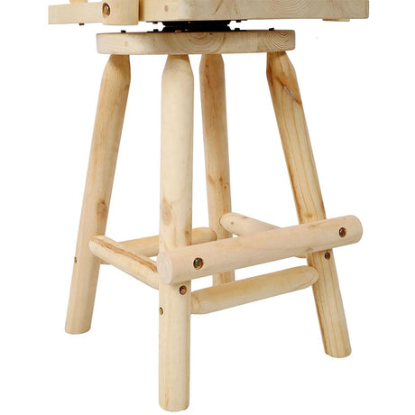 AMZOSS Log Swivel Bar Stool - Rustic Fir Wood Construction Bar Stools - Solid Wood Counter Height Bar Chairs Barstools for Kitchen, Dining Room,Natural AMZOSS
