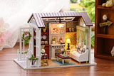 DIY Miniature Dollhouse Kits - Wooden Mini Model House with LED Lights, Tiny Furniture & Accessories – Craft Building Kits for Adults – Birthday Christmas Valentine's Gift- Happy Time