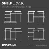 ClosetMaid ShelfTrack Wire Closet Organizer System, Adjustable from 4 to 6 Ft., With Shelves, Clothes Rods, Hardware, Durable Steel, White ClosetMaid