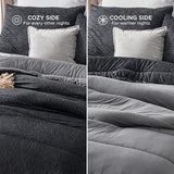 Bedsure Queen Comforter Set - Cooling and Warm Bed Set, Charcoal Black Reversible Bedding for All Season, 3 Pieces, 1 Queen Size Comforter (88"x88") and 2 Pillow Cases(20"x26") Bedsure