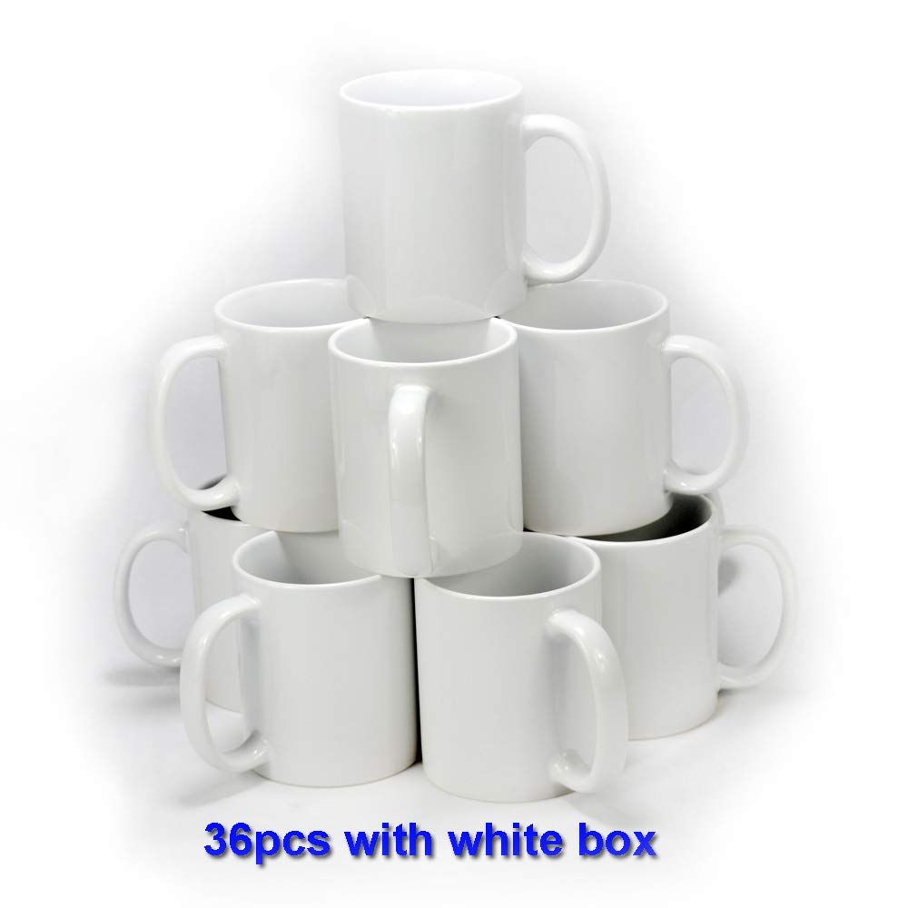MYSUB Sublimation Mugs, Cups 11oz Sublimation Ceramic Blank Coffee Mugs,White Cups, Sulimation Blanks, Blank White Mugs-36 pack bulk bundle (36pc White) MYSUB