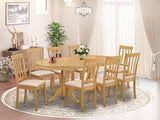 East West Furniture VAAN9-OAK-C 9 Piece Dining Table Set Includes an Oval Dining Room Table with Butterfly Leaf and 8 Linen Fabric Upholstered Chairs, 40x76 Inch, Oak East West Furniture