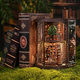 Book Nook Kit for Adults - DIY Miniature Wisdom Library Dollhouse, Book Nook Tiny House Bookshelf Decor Creative 3D Wooden Puzzle, Wooden Adult Craft Kits Gift