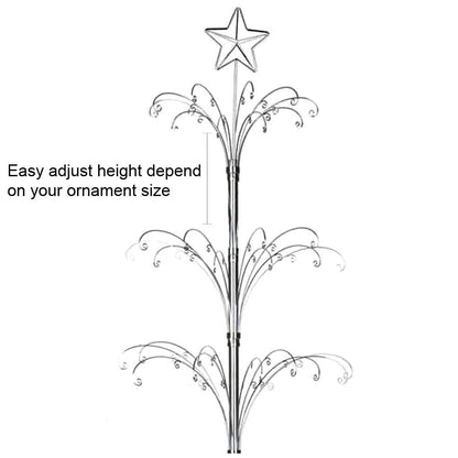 HOHIYA 47 Inch Ornament Display Tree Metal Christmas Stand Rotating Chrome Silver 60 Hooks Hanger Wire Hanging for Swarovski 2024 Crystal Glass Decorations Gift Taiwan Made