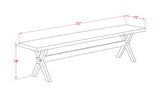 East West Furniture X-Style Mid Century Modern Dining Bench with Solid Wood Seat, 60x15x18 Inch, XB076 East West Furniture