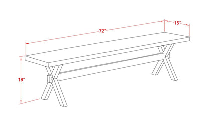 East West Furniture X-Style Mid Century Modern Dining Bench with Solid Wood Seat, 60x15x18 Inch, XB076 - WoodArtSupply