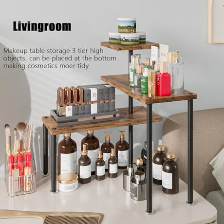 Dazioter Countertop Organizer Organization 3 Tier Kitchen Corner Shelves Adjustable Spice Storage Rack for Bathroom Coffee Area Over Sink (Black) Dazioter