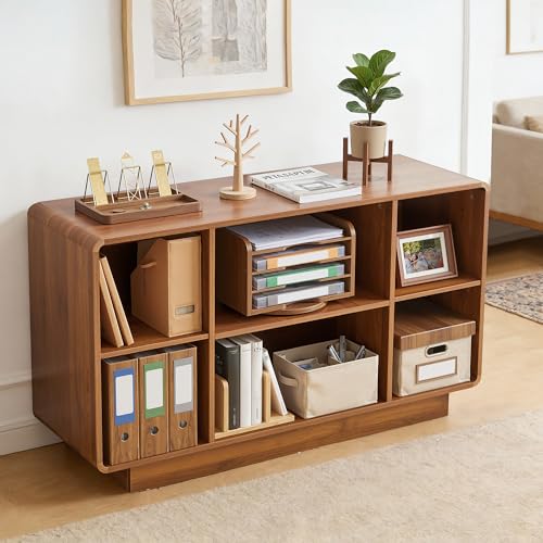 RARZOE Large Record Player Stand with Vinyl Storage, 5-Tier AV Media Stereo Cabinet, Curved Vinyl Record Storage Cabinet Turntable Stand with Adjustable Shelves for Living Room Recording Studio RARZOE