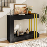 Einhomn 42.5" Console Table Behind Couch, 2-Tier Narrow Entryway Table with Storage, Wood Sofa Tables for Hallway/Entrance/Living Room/Foyer, Black Einhomn
