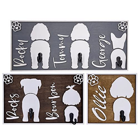 Warren London Personalized Wooden Dog Leash Holder Handmade Leash Organizer for Custom Home Decor with Name, Breed, & Color Selection | Made in USA | 2 Dog Warren London
