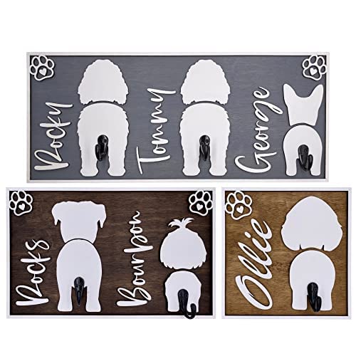 Warren London Personalized Wooden Dog Leash Holder Handmade Leash Organizer for Custom Home Decor with Name, Breed, & Color Selection | Made in USA | 2 Dog - WoodArtSupply